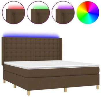 vidaXL Boxspringbett mit Matratze & LED Dunkelbraun 160x200 cm Stoff (3139208)