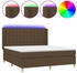 vidaXL Boxspringbett mit Matratze & LED Dunkelbraun 160x200 cm Stoff (3139208)