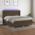vidaXL Boxspringbett mit Matratze & LED Dunkelbraun 160x200 cm Stoff (3139208)
