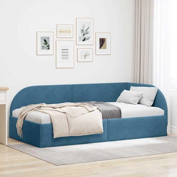 vidaXL Eckbettgestell mit Kopfteil Blau 90 x 200 cm Samt (42016645)