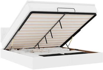 vidaXL Ottoman-Bett mit Matratzen & LEDs Reinweiß 180x200cm Kunstleder (3312168)