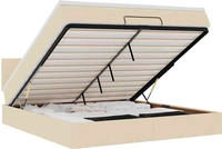 vidaXL Ottoman-Bett mit Matratze & LEDs Creme 160x200 cm Stoff