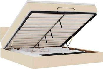 vidaXL Ottoman-Bett mit Matratze & LEDs Creme 160x200 cm Stoff (3312324)