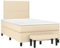 vidaXL Boxspringbett mit Matratze Creme 120x190 cm Stoff