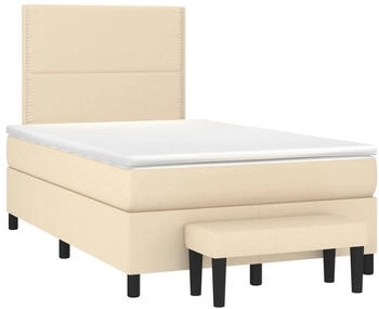 vidaXL Boxspringbett mit Matratze Creme 120x190 cm Stoff (3270353)