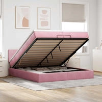 vidaXL Ottoman-Bett mit Matratzen & LEDs Rosa 200x200 cm Samt