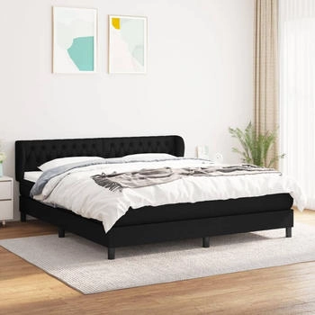 vidaXL Boxspringbett mit Matratze Schwarz 140x190 cm Stoff (3126399)