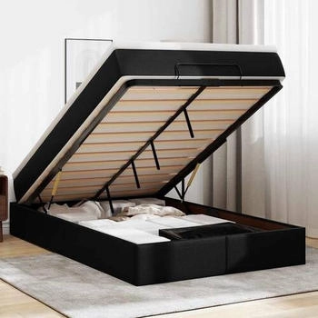 vidaXL Ottoman-Bett mit Matratze Schwarz 120x200 cm Kunstleder (3311031)