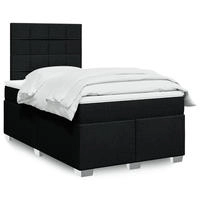 vidaXL Boxspringbett mit Matratze Schwarz 160x200 cm Stoff