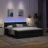 vidaXL Ottomane Bett mit Matratze & LEDs Schwarz 180x200 cm Stoff (3312411)