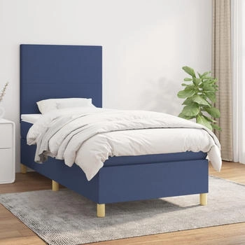 vidaXL Boxspringbett mit Matratze Blau 90x190 cm Stoff (3142143)