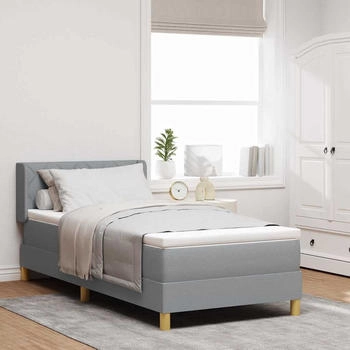 vidaXL Boxspringbett mit Matratze Hellgrau 90 x 190 cm Stoff (3341328)