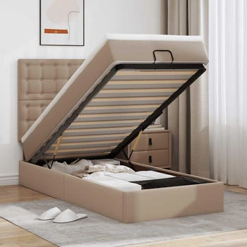 vidaXL Ottoman-Bett mit Matratze Cappuccino-Braun 100x200cm Kunstleder (3312990)