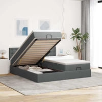 vidaXL Ottoman-Bett mit Matratzen & LEDs Dunkelgrau 160x200 cm Stoff