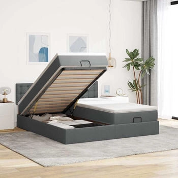 vidaXL Ottoman-Bett mit Matratzen & LEDs Dunkelgrau 160x200 cm Stoff (3312879)
