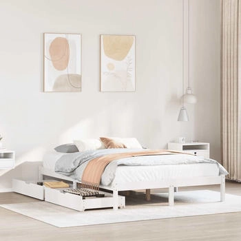 vidaXL Massivholzbett ohne Matratze Wei&szlig; 135x190 cm Kiefernholz (3301427)