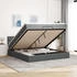 vidaXL Ottoman-Bett mit Matratzen & LEDs Dunkelgrau 200x200 cm Stoff (3312417)