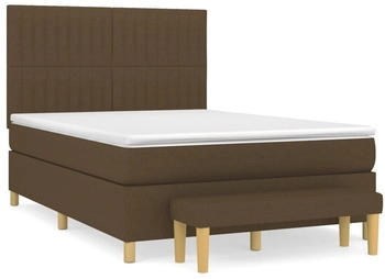 vidaXL Boxspringbett mit Matratze Dunkelbraun 140x200 cm Stoff (3137320)