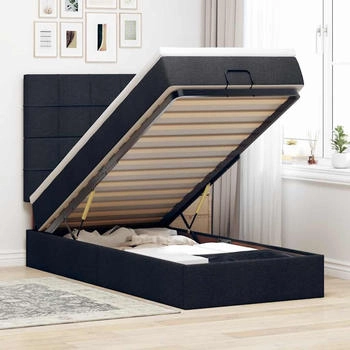 vidaXL Ottoman-Bett mit Matratze Schwarz 80x200 cm Stoff (3313114)