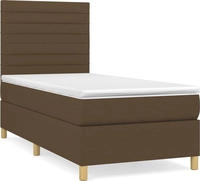 vidaXL Boxspringbett mit Matratze Dunkelbraun 90x190 cm Stoff