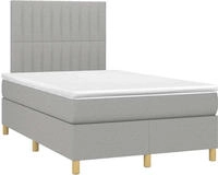 vidaXL Boxspringbett mit Matratze Hellgrau 120x190 cm Stoff