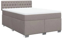 vidaXL Boxspringbett mit Matratze Taupe 160x200 cm Stoff