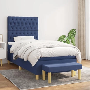 vidaXL Boxspringbett mit Matratze Blau 120x190 cm Stoff (3270438)