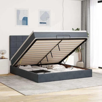 vidaXL Ottoman-Bett mit Matratzen Dunkelgrau 200x200 cm Samt (3313494)