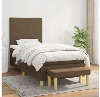 vidaXL Boxspringbett mit Matratze Dunkelbraun 90x190 cm Stoff (3136960)