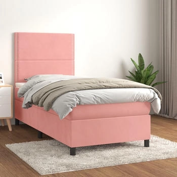 vidaXL Boxspringbett mit Matratze Rosa 120x190 cm Samt (3270024)