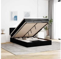 vidaXL Ottoman-Bett mit Matratze Schwarz 140x190 cm Stoff