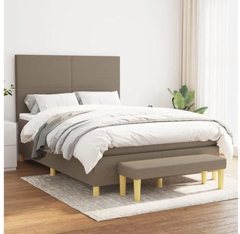 vidaXL Boxspringbett mit Matratze Taupe 140x200 cm Stoff (3137001)