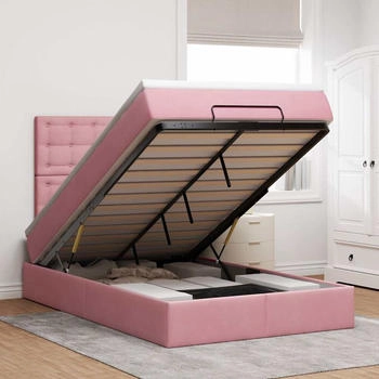 vidaXL Ottoman-Bett mit Matratzen & LEDs Rosa 120x190 cm Samt (3314455)