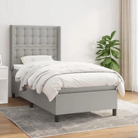 vidaXL Boxspringbett mit Matratze Hellgrau 140x190 cm Stoff