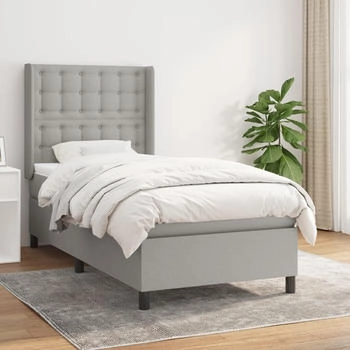 vidaXL Boxspringbett mit Matratze Hellgrau 140x190 cm Stoff (3131665)