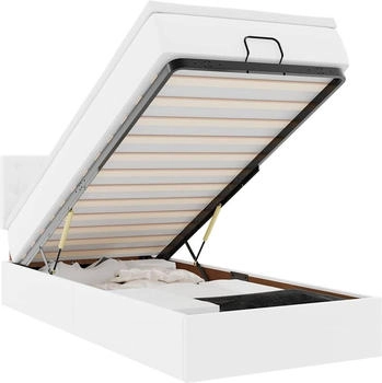 vidaXL Ottoman-Bett mit Matratzen & LEDs Reinweiß 90x200 cm Kunstleder (3312133)