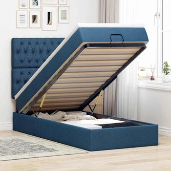 vidaXL Ottoman-Bett mit Matratze Blau 90x190 cm Stoff (3313208)