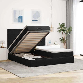 vidaXL Ottoman-Bett mit Matratzen Schwarz 160x200 cm Samt (3313768)