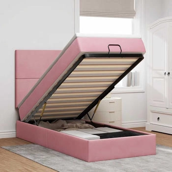 vidaXL Ottoman-Bett mit Matratzen Rosa 80x200 cm Samt (3313366)