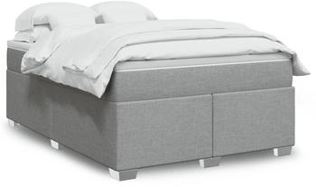 vidaXL Boxspringbett mit Matratze Hellgrau 140x190 cm Stoff (3285130)