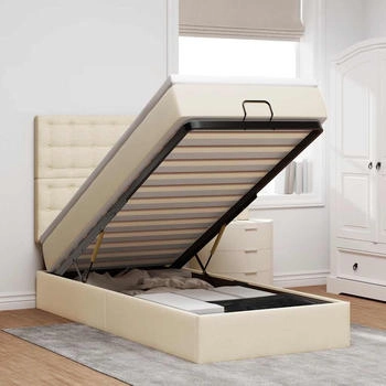 vidaXL Ottoman-Bett mit Matratze Creme 90x190 cm Stoff (3313290)