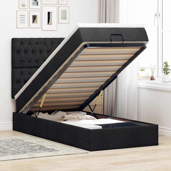 vidaXL Ottoman-Bett mit Matratze Schwarz 80x200 cm Stoff (3313197)