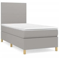 vidaXL Boxspringbett mit Matratze Hellgrau 90x200 cm Stoff
