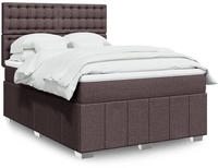vidaXL Boxspringbett mit Matratze Dunkelbraun 140x200 cm Stoff