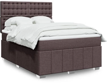 vidaXL Boxspringbett mit Matratze Dunkelbraun 140x200 cm Stoff (3294008)