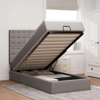 vidaXL Ottoman-Bett mit Matratze & LEDs Taupe 80x200 cm Stoff (3314131)