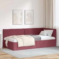 vidaXL Eckbettgestell mit Kopfteil Weinrot 100 x 200 cm Stoff