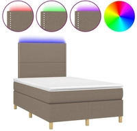 vidaXL Boxspringbett mit Matratze & LED Taupe 120x200 cm Stoff