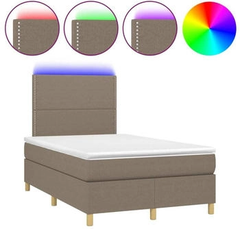 vidaXL Boxspringbett mit Matratze & LED Taupe 120x200 cm Stoff (3135345)