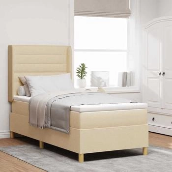 vidaXL Boxspringbett mit Matratze Creme 100 x 200 cm Stoff (3343621)